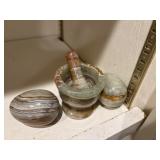 Marble eggs and marble mortar and pestle