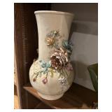 Large 20" tall French Barbotine  Majolica -Signed