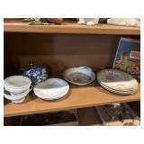 Shelf lot plates, cookie press, etc