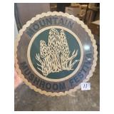 Wooden mountain mushroom festival plaque