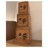 Vintage chicken wooden canister set