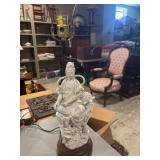 Asian inspired white porcelain lamp
