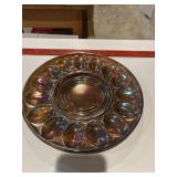 McKee Carnival Glass Flower And Leafs Egg plate