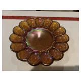 Vtg Indiana Iridescent Carnival Glass egg plate