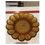 Vtg Indiana Amber Glass egg plate