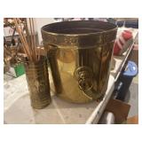 Brass trashcan, and match holder.