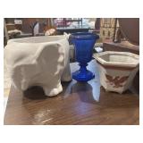 Elephant, cobalt, and Japan planters