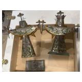 Vtg  Mexican Folk Art  Tin Angel Candlestick