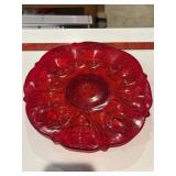 Mosser Glass Inverted Thistle Ruby Red Egg Plate