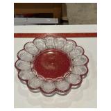 Vtg Indiana glass ruby trimmed egg plate