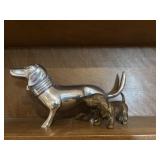 Pewter and brass dog statues