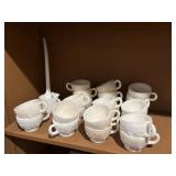 Westmoreland milk glass mugs and RARE ladle