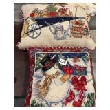 2 embroidered Christmas pillows