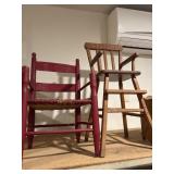 Vintage childs chair and high chair