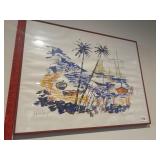 Original block print, signed and framed