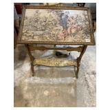 Antique table with tapestry inlay