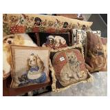 Vtg needlepoint pillows -dogs