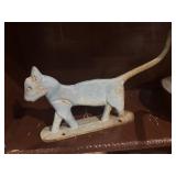 Vintage blue cast-iron Cat boot scraper 14"