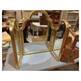 Vanity mirror and painted wooden basket