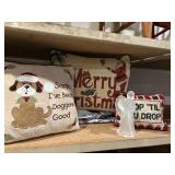 Christmas pillows and 31 tote