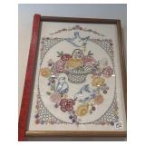 Bluebird framed embroidery