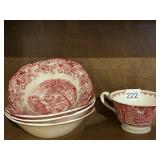 Red transferware - Johnson Bros/England