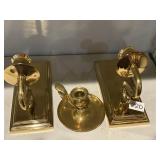 3 brass candlestick holders