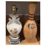 Lamp and wooden bowling pin