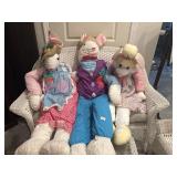3 large Easter bunny, stuffed animals decor
