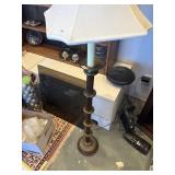 Vintage wormy, chestnut and brass floor lamp