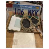 Brass picture frames, etc