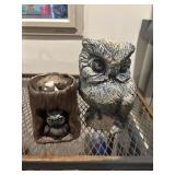 Concrete owl and owl planter