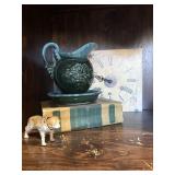 Book, Hull Pottery Pitcher/bowl, vintage dog, etc