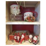 Santa mugs, refrigerator, container, elves. etc.