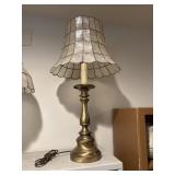 MID CENTURY BRASS LAMP CAPIZ SHELL SHADE