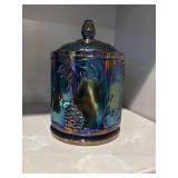 Indiana Blue Carnival Glass Canister 7"