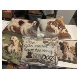 5 vintage needle point dog pillows