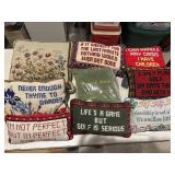 9 vtg needlepoint and other pillows
