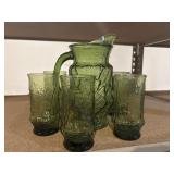 Anchor Hocking Rainflower pitcher and glasses