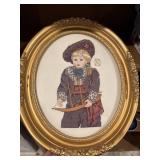 Framed cross stitch picture