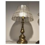 MID CENTURY BRASS LAMP CAPIZ SHELL SHADE