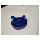 Mini cobalt hen on nest