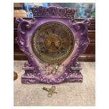 Truant porcelain mantle clock with key