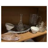 Assorted glass, trays, etc
