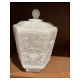 Milk glass biscuit jar