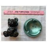 Blue Mountain Pottery bear and vtg ash tray