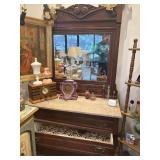 Eastlake marble top dresser w/mirror -walnut