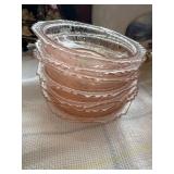 7 pink depression, glass bowls