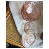 9 assorted pcs of pink depression glass