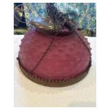 Vtg cranberry hobnail light fixture